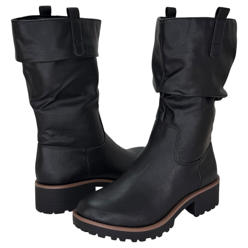 Sun + Stone Nelliee Black Faux Leather Mid-Calf Womens Boots Size 10M - Picture 9 of 11